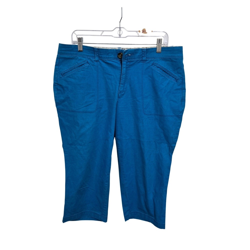 Dockers Womens Blue Capri Pants Size 14 Stretch Cropped Chino Trousers Casual